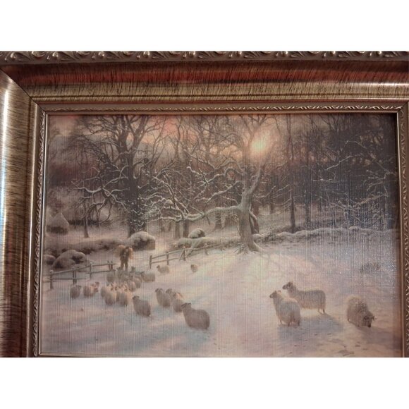 Shortening Winters Day Print Framed Gold Landscape Joseph Farquarson 1846 - 1935 - Picture 2 of 6